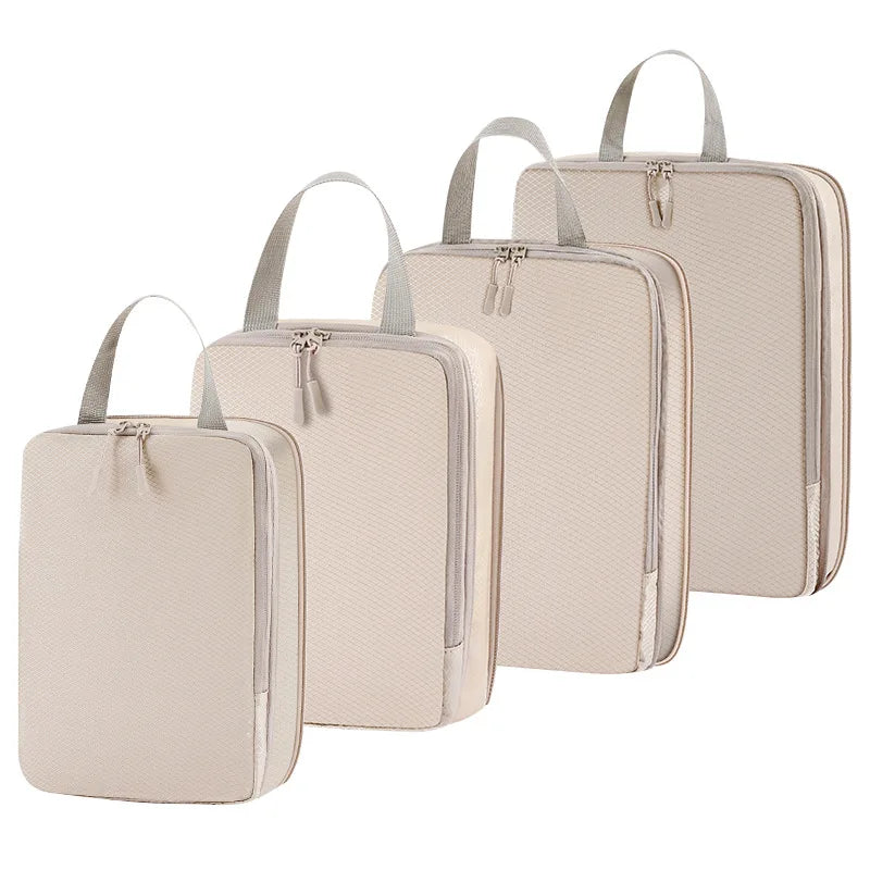4PCS Compression Packing Cubes Set Expandable Travel Organizer Bags For Suitcase Luggage Clothing Storage Travel Accessories