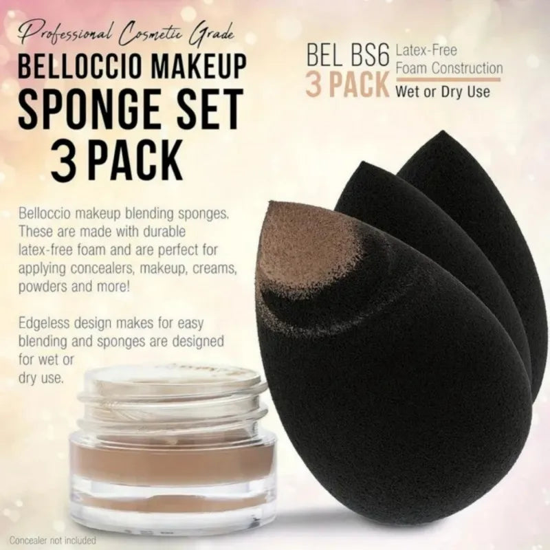 19pcs makeup tool set, including 13pcs soft makeup brushes, 3 triangular powder puffs, and 3 droplet shaped beauty eggs