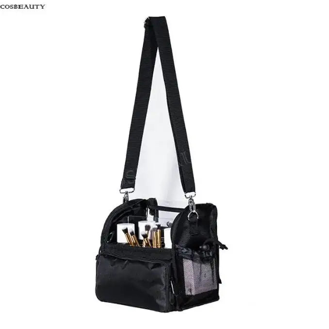 Travel Makeup Case With Acrylic Divider Organizer Storage with Makeup Brush Holder Case Stand-up Cosmetic Bag Artist Travel Bag