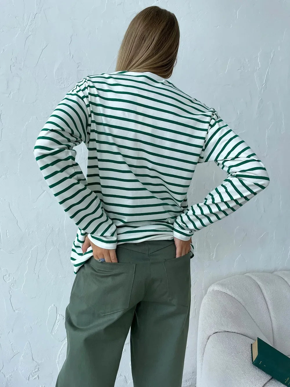 Wolfeel 2025 Summer Long Sleeve Striped T-Shirts Women Basic Casual Tops Female Cozy Loose Cotton Tees Harajuku T Shirt New