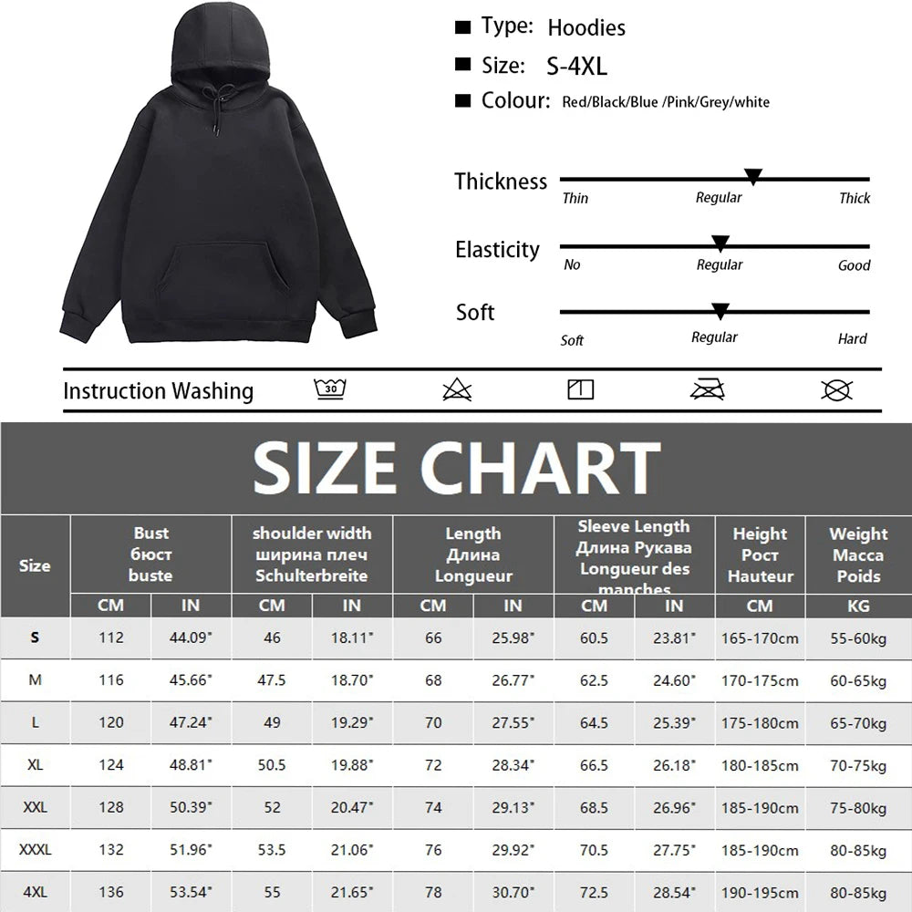 Men's Hoodies Women Pullover Spring Autumn Casual Hoodie Sweatshirts Solid Color Hoodies Oversize Black Sweatshirt For Male