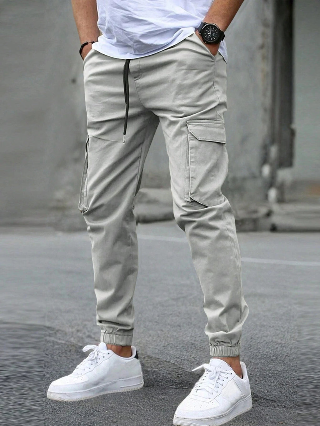 Men's Casual Cargo Pants Sweatpants Outdoor Bunched Long Trousers Autumn Multi-Pocket Durable Workwear Joggers Streetwear