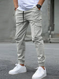 Men's Casual Cargo Pants Sweatpants Outdoor Bunched Long Trousers Autumn Multi-Pocket Durable Workwear Joggers Streetwear