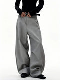 Old Money Striped Suit Pants Men Vintage Baggy Sweatpants Y2k Wide leg Casual Curved Loose Trousers Fashion Work wear