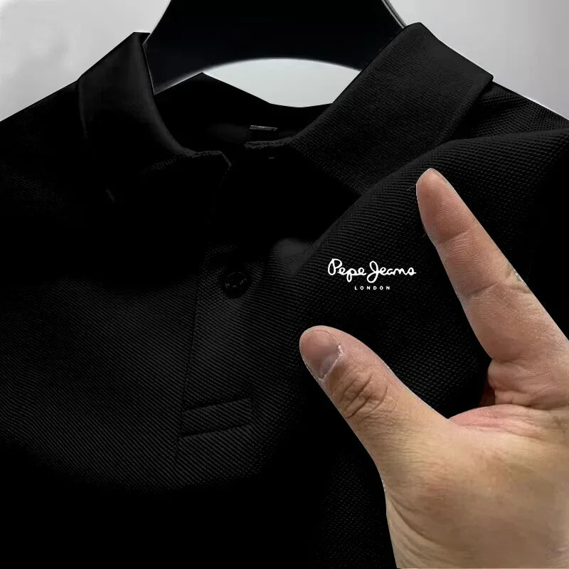 Men's Short Sleeve Polo Shirt  New Business Casual Breathable Top Fashion Summer Golf Solid Color Polos