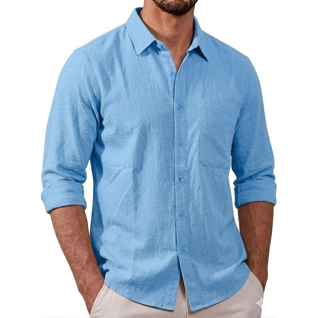 New Lightweight Linen Shirts for Men Long Sleeve Casual Shirt Cotton Tshirt Beach Henley Shirts Hawaiian T-Shirts Work Gym Man