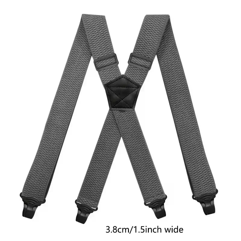 Heavy Duty Work Suspenders for Men X-Back Gripper Clasps Adjustable Strap Fully Elastic Adult Widen Men's Suspender