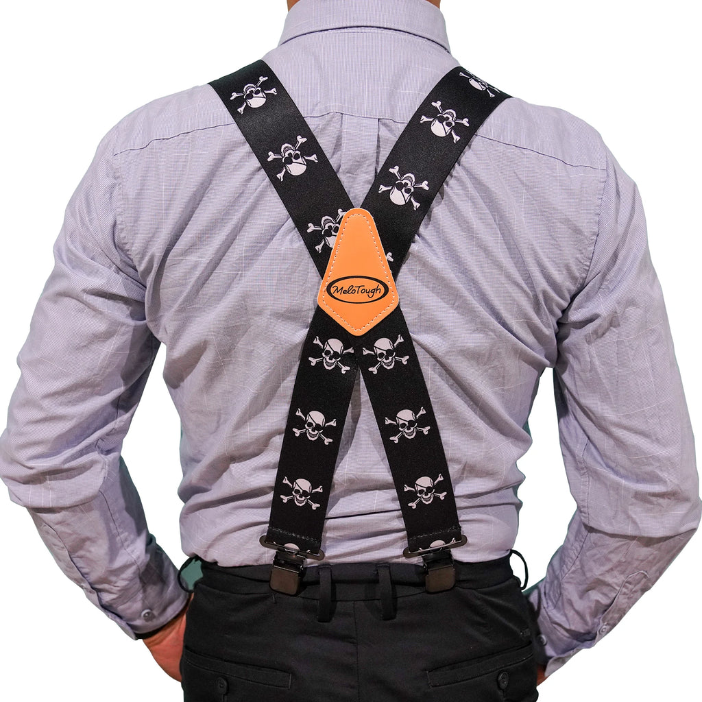 Suspenders Man For Pants 2" Wide Adjustable and Elastic Braces X Shape With Strong Clips - Heavy Duty Elastic Braces For Men