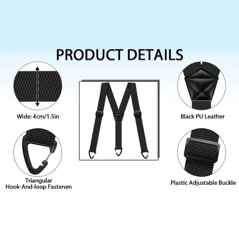 Hidden Suspenders for Men Heavy Duty Work Under Y Back Suspender Clothes 1.5 Inches with 3 Snap Loop
