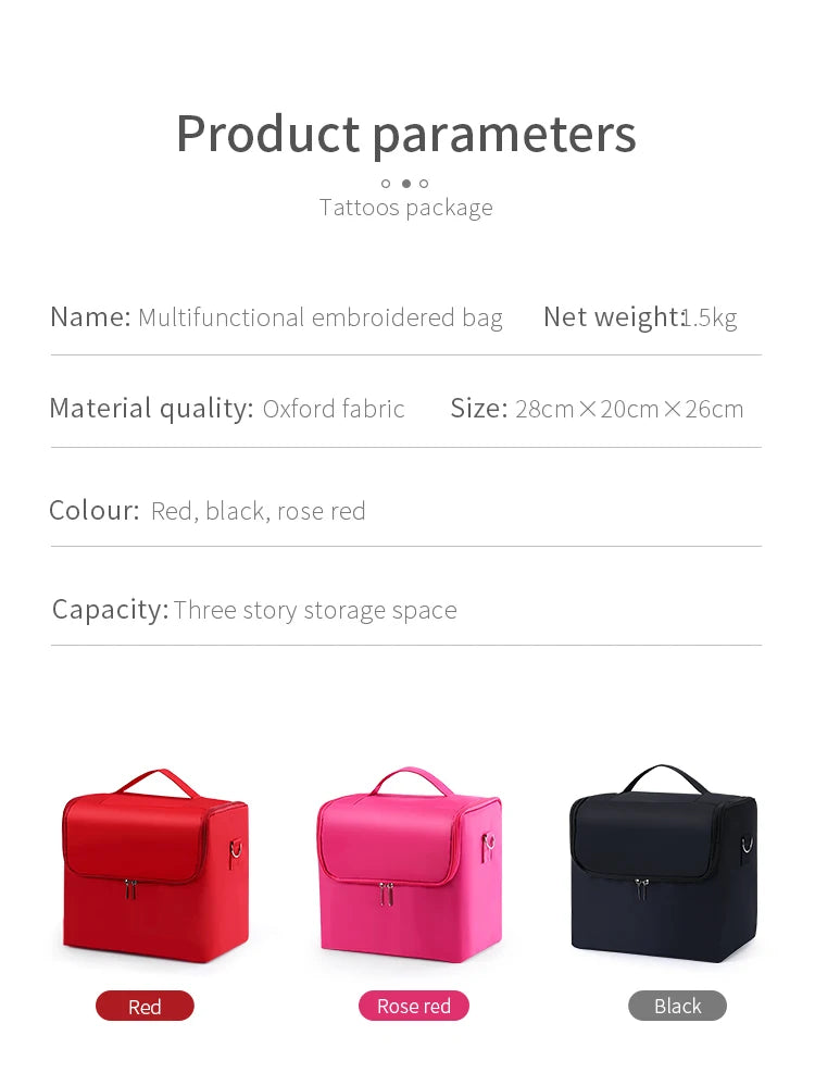 Large Makeup Carrying Train Case for Women, Travel Bag Storage Box,4 Tier Professional Nail Organizer Case with Adjustable
