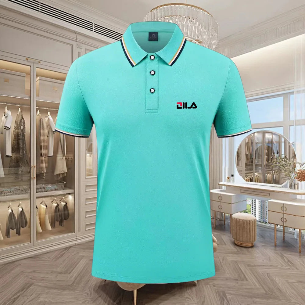 Classic Men Short Sleeve Polo Shirt 100% Mercerized Cotton Breathable Summer Golf Business Casual Athletic Tops