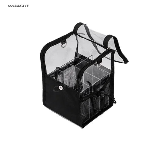 Travel Makeup Case With Acrylic Divider Organizer Storage with Makeup Brush Holder Case Stand-up Cosmetic Bag Artist Travel Bag