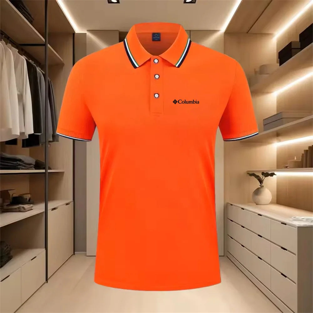 Men'S Casual Short Sleeve Polo Shirt with Print Striped Color Block Design Sporty Style Collared Golf Shirt for Summer