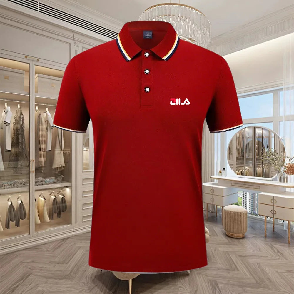 Classic Men Short Sleeve Polo Shirt 100% Mercerized Cotton Breathable Summer Golf Business Casual Athletic Tops