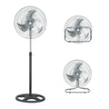 18\" Pedestal Floor & Wall Fan with Aerodynamic Blades 3 Speeds Mechanical Control Electric Power Source Metallic Finish