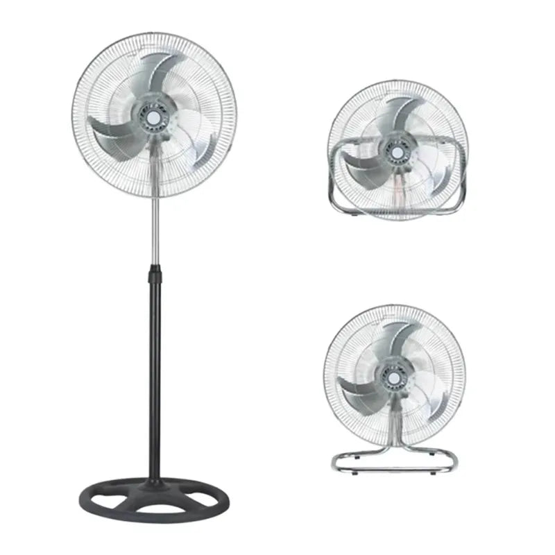 18\" Pedestal Floor & Wall Fan with Aerodynamic Blades 3 Speeds Mechanical Control Electric Power Source Metallic Finish