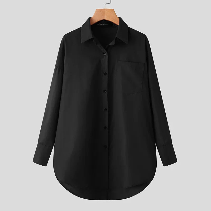 2025 Summer Fashion Women Shirts White Tunics Blouse Long Sleeve Top Casual Solid Button Loose Tops