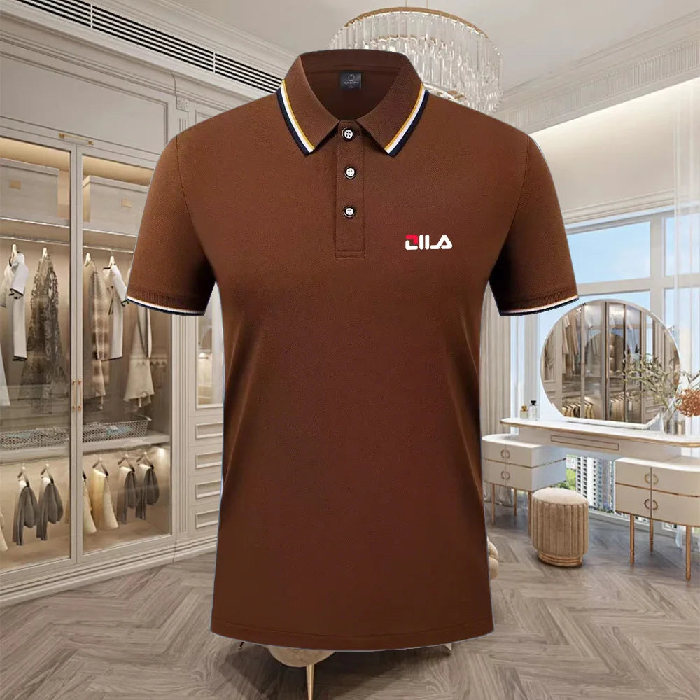 Classic Men Short Sleeve Polo Shirt 100% Mercerized Cotton Breathable Summer Golf Business Casual Athletic Tops