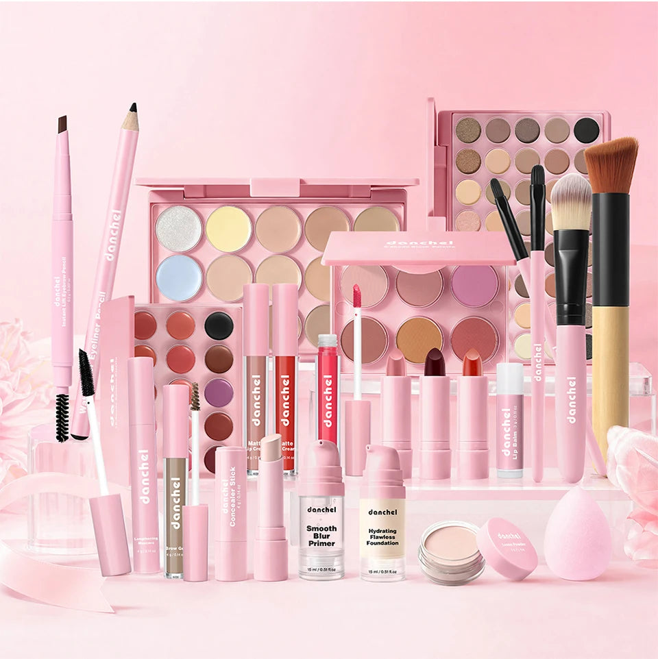 All in One Makeup Kit Full Makeup Kit Gift for Women Teen Girl Eyeshadow Blush Foundation Primer Brush Lipstick Lipgloss Cosmeti
