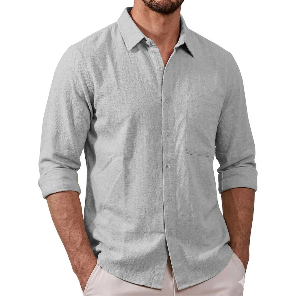 New Lightweight Linen Shirts for Men Long Sleeve Casual Shirt Cotton Tshirt Beach Henley Shirts Hawaiian T-Shirts Work Gym Man