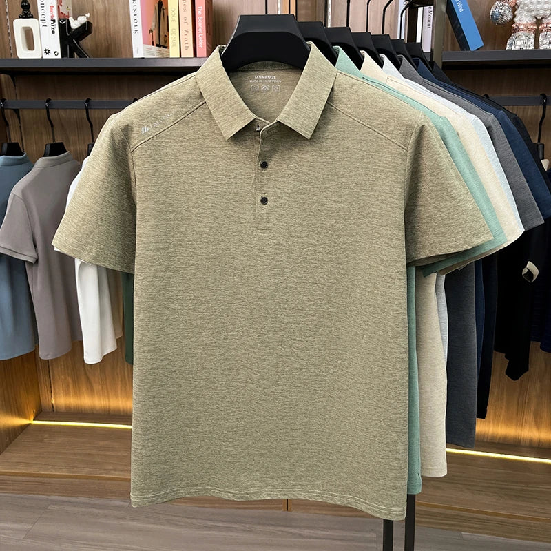 Mens Heathered Polo Shirts Short Sleeve Casual Business Golf Shirt Breathable Quick Dry Lightweight Summer Tops for Men