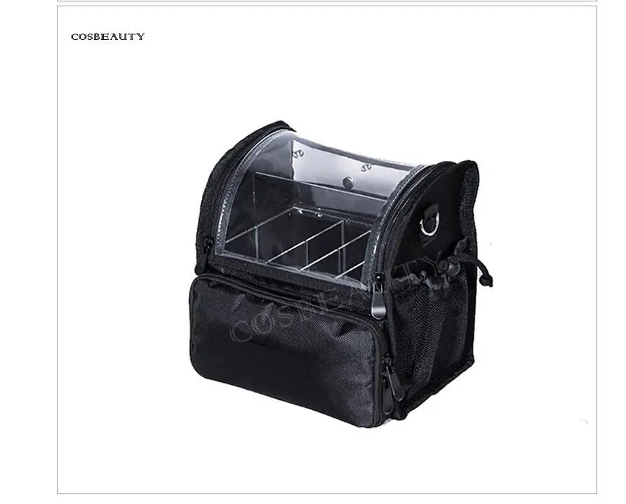 Travel Makeup Case With Acrylic Divider Organizer Storage with Makeup Brush Holder Case Stand-up Cosmetic Bag Artist Travel Bag
