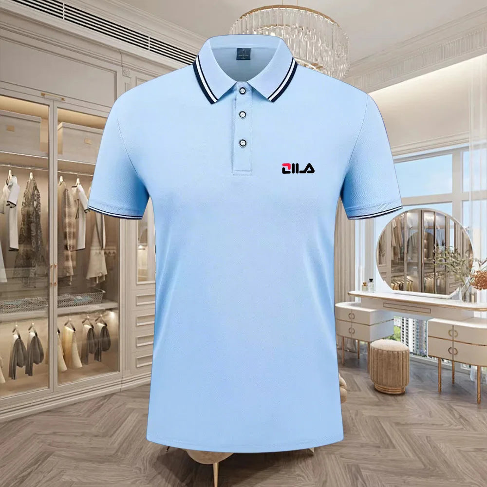 Classic Men Short Sleeve Polo Shirt 100% Mercerized Cotton Breathable Summer Golf Business Casual Athletic Tops