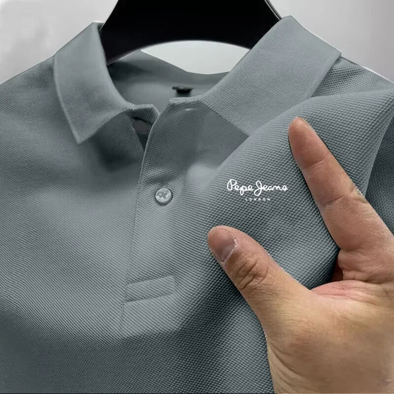 Men's Short Sleeve Polo Shirt  New Business Casual Breathable Top Fashion Summer Golf Solid Color Polos