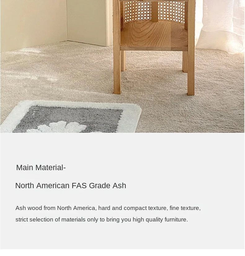JOYLIVE Modern Minimalist Style Creative Home Homestay Hotel Bedroom Solid Wood Rattan Bedside Table Edge Cabinet Drop-shipping