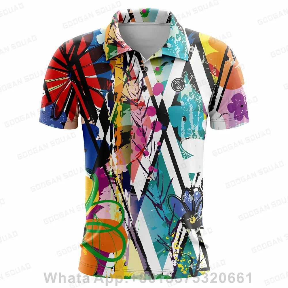 Summer Casual T-shirts Mens Short Sleeve Polo Shirts Lapel Button Work Clothing Shirts Quick Dry Tee Sports Golf T-shirt 2023