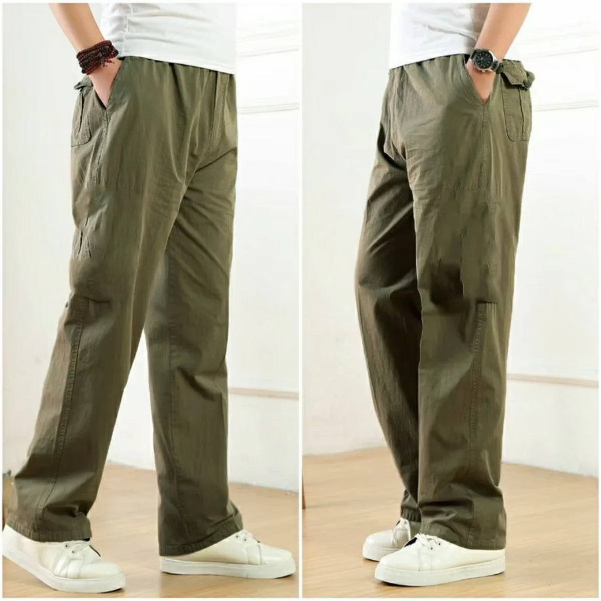 Men's Cargo Pants Summer Spring Cotton Work Wear Cotton Large Size  Casual Climbing Joggers Sweatpants Hombre Autumn Trousers