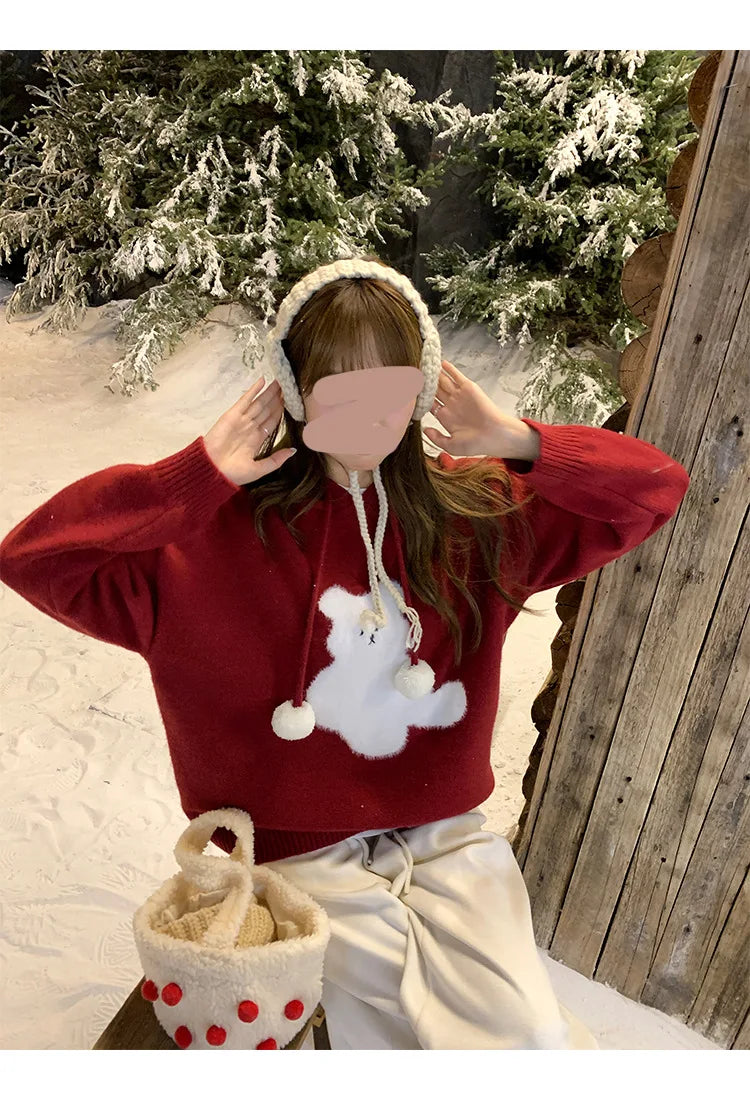 Cartoon Hooded Long Sleeve Sweater 2025 Autumn New Design Loose Top for Women