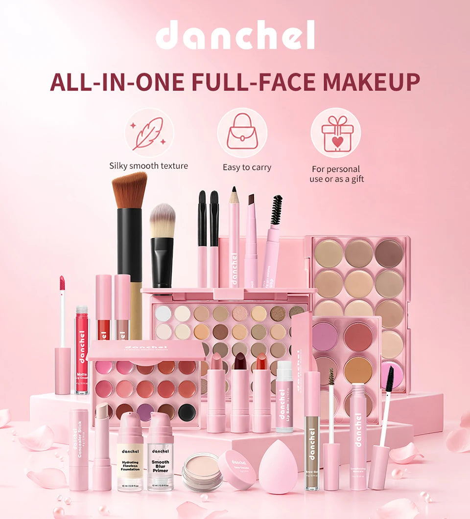 All in One Makeup Kit Full Makeup Kit Gift for Women Teen Girl Eyeshadow Blush Foundation Primer Brush Lipstick Lipgloss Cosmeti