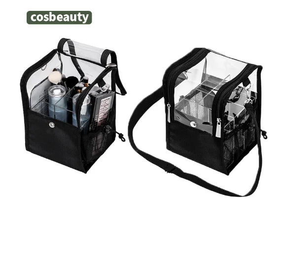 Travel Makeup Case With Acrylic Divider Organizer Storage with Makeup Brush Holder Case Stand-up Cosmetic Bag Artist Travel Bag