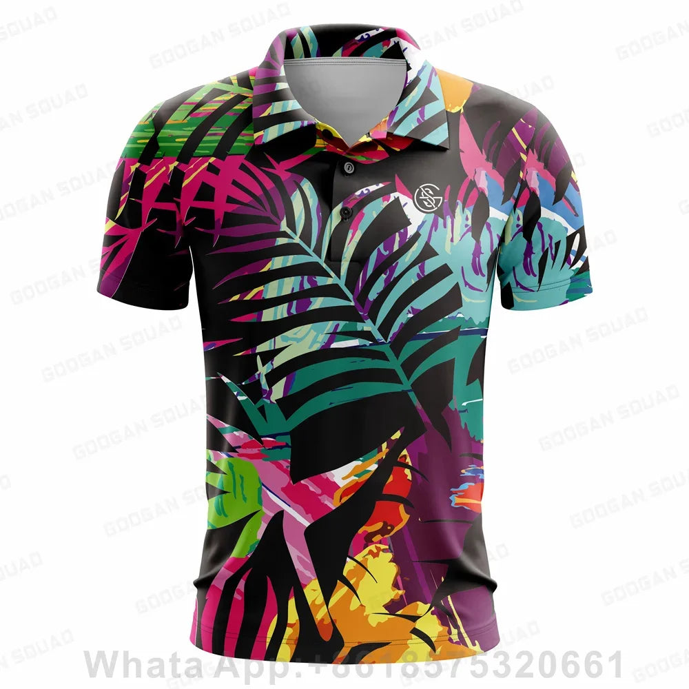 Summer Casual T-shirts Mens Short Sleeve Polo Shirts Lapel Button Work Clothing Shirts Quick Dry Tee Sports Golf T-shirt 2023