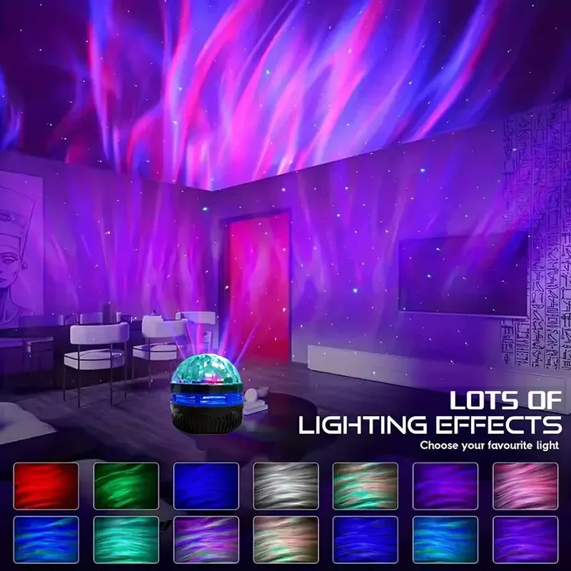 LED Starry Galaxy Projector Light RGB Smart Remote Control Star Aurora Lamp KTV USB Powered Auto Rotating for Home Bedroom Decor