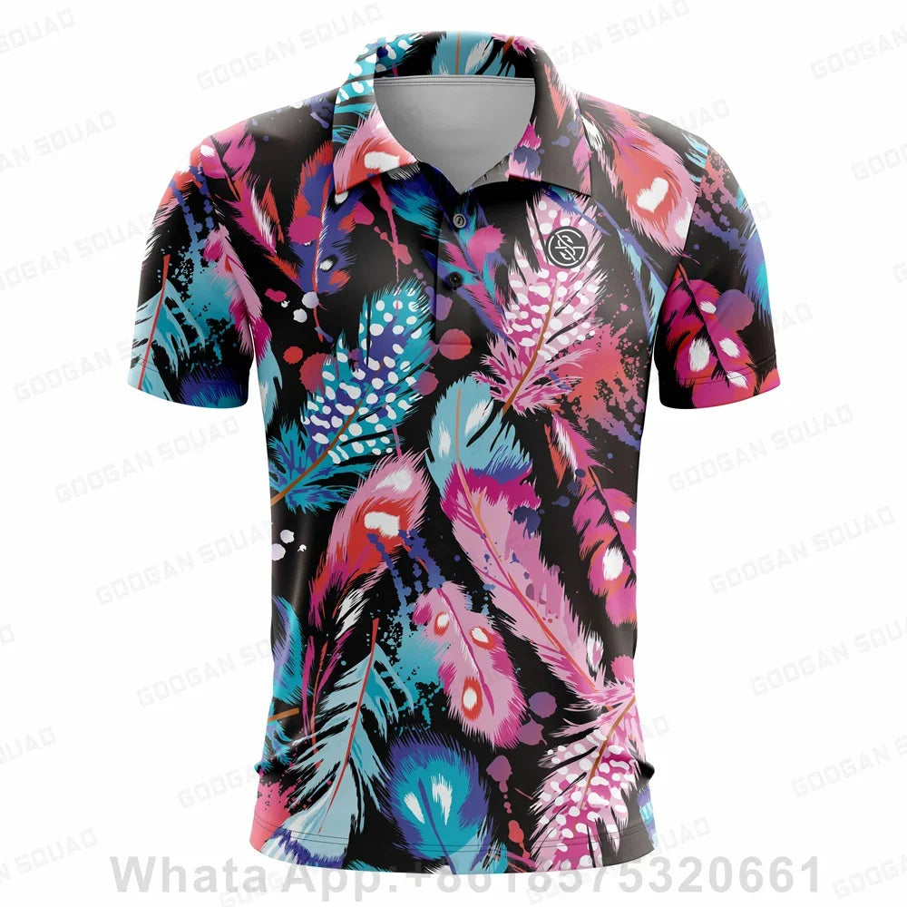 Summer Casual T-shirts Mens Short Sleeve Polo Shirts Lapel Button Work Clothing Shirts Quick Dry Tee Sports Golf T-shirt 2023