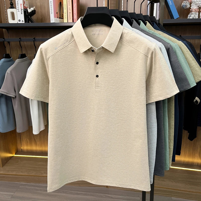 Mens Heathered Polo Shirts Short Sleeve Casual Business Golf Shirt Breathable Quick Dry Lightweight Summer Tops for Men