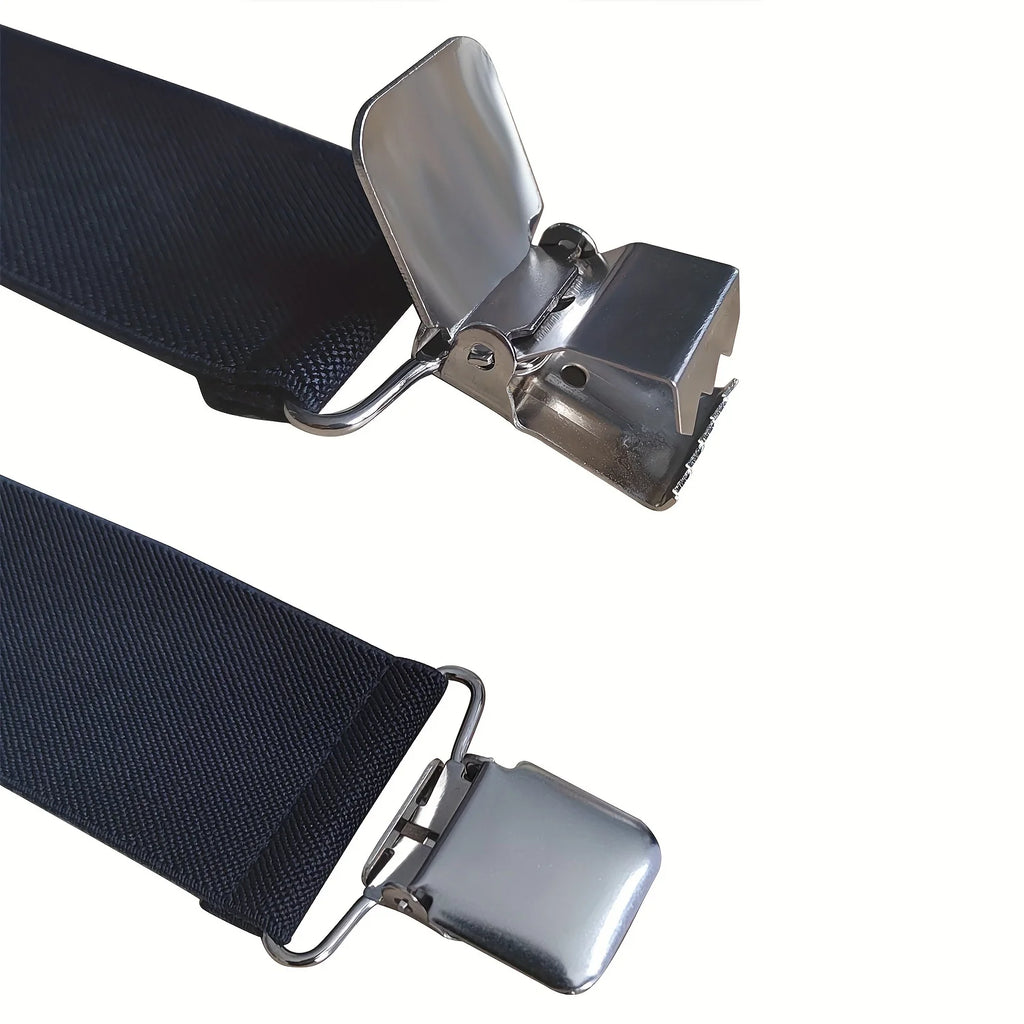 Heavy Duty Big Size Suspenders for Men Work Outdoor 2 Inch Wide X Back 4 Strong Clips Adjustable Elastic Trouser Braces Straps