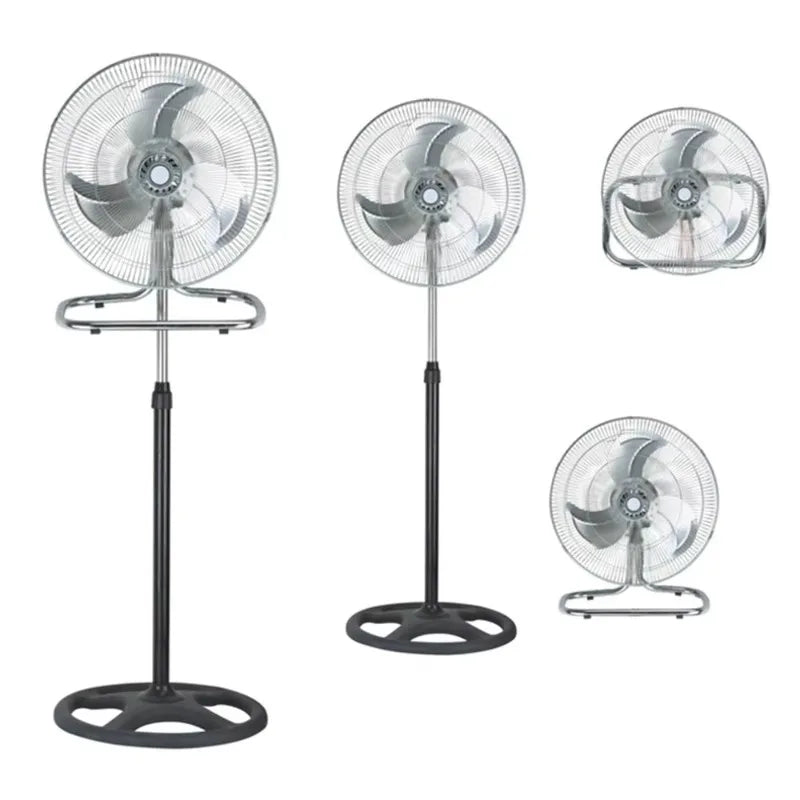 18\" Pedestal Floor & Wall Fan with Aerodynamic Blades 3 Speeds Mechanical Control Electric Power Source Metallic Finish