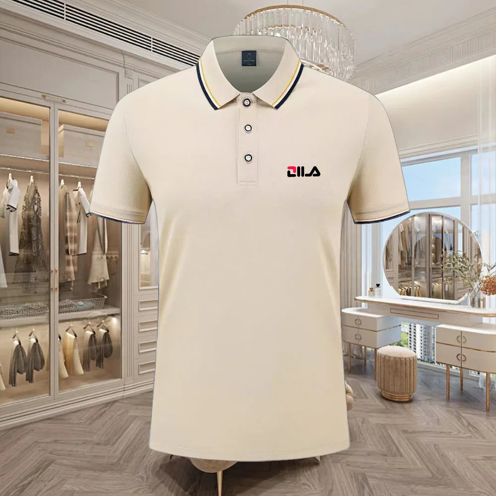 Classic Men Short Sleeve Polo Shirt 100% Mercerized Cotton Breathable Summer Golf Business Casual Athletic Tops
