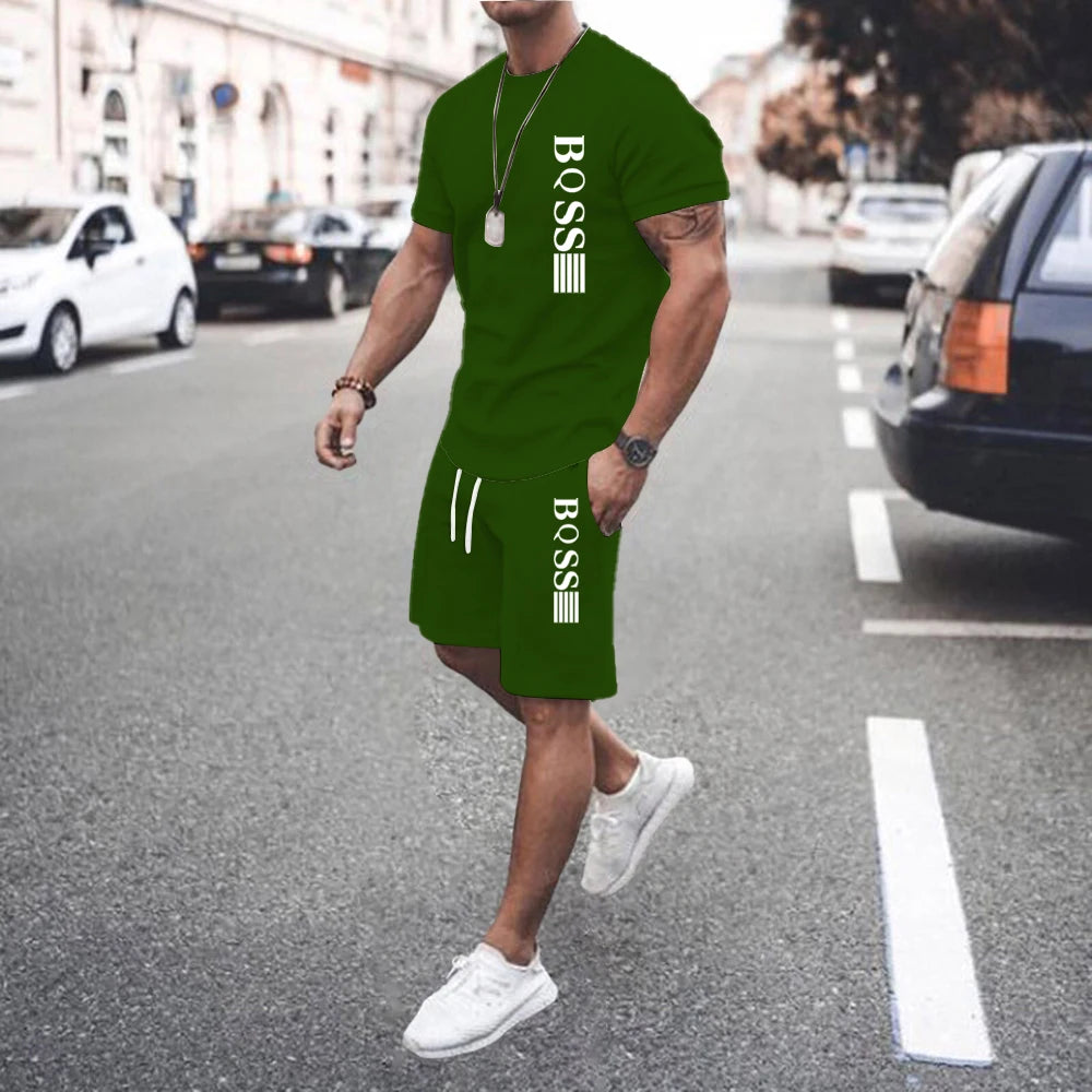 Men Sets 2 Piece Set Tracksuits T shirts Men Sport Set Casual Summer Clothing Y2K Tee Top Joggers Plaid Tshirt Men Shorts Outfit