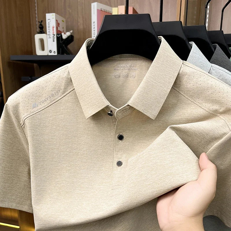 Mens Heathered Polo Shirts Short Sleeve Casual Business Golf Shirt Breathable Quick Dry Lightweight Summer Tops for Men
