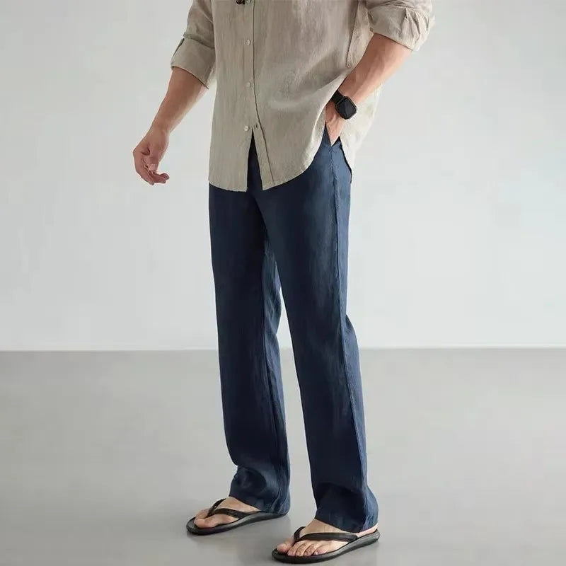 Men's Cotton Linen Pants Breathable Joggers Sweatpants Hip Hop Streetwear Male Jogger Clothing Casual Fashion Trouser For Men