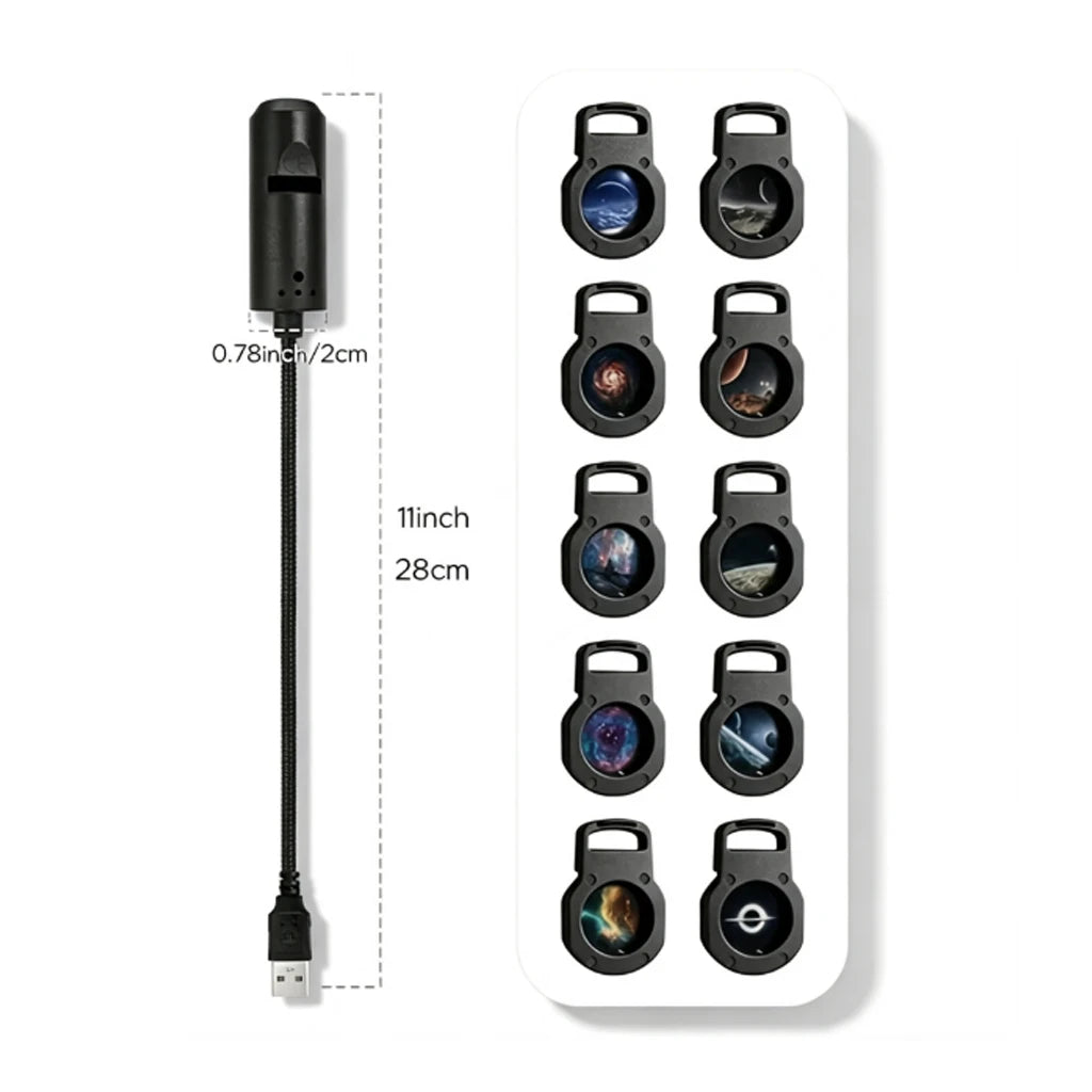 LED Car Star Projector Galaxy Light USB Plug & Play 10 Patterns Galaxy Astronaut Moon Projection Lamp for Car Interior Bedroom