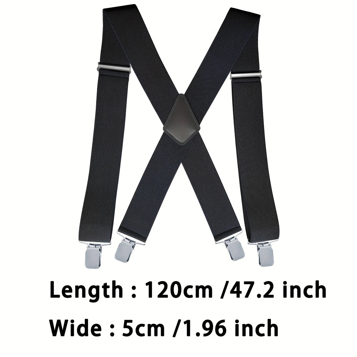 Heavy Duty Big Size Suspenders for Men Work Outdoor 2 Inch Wide X Back 4 Strong Clips Adjustable Elastic Trouser Braces Straps