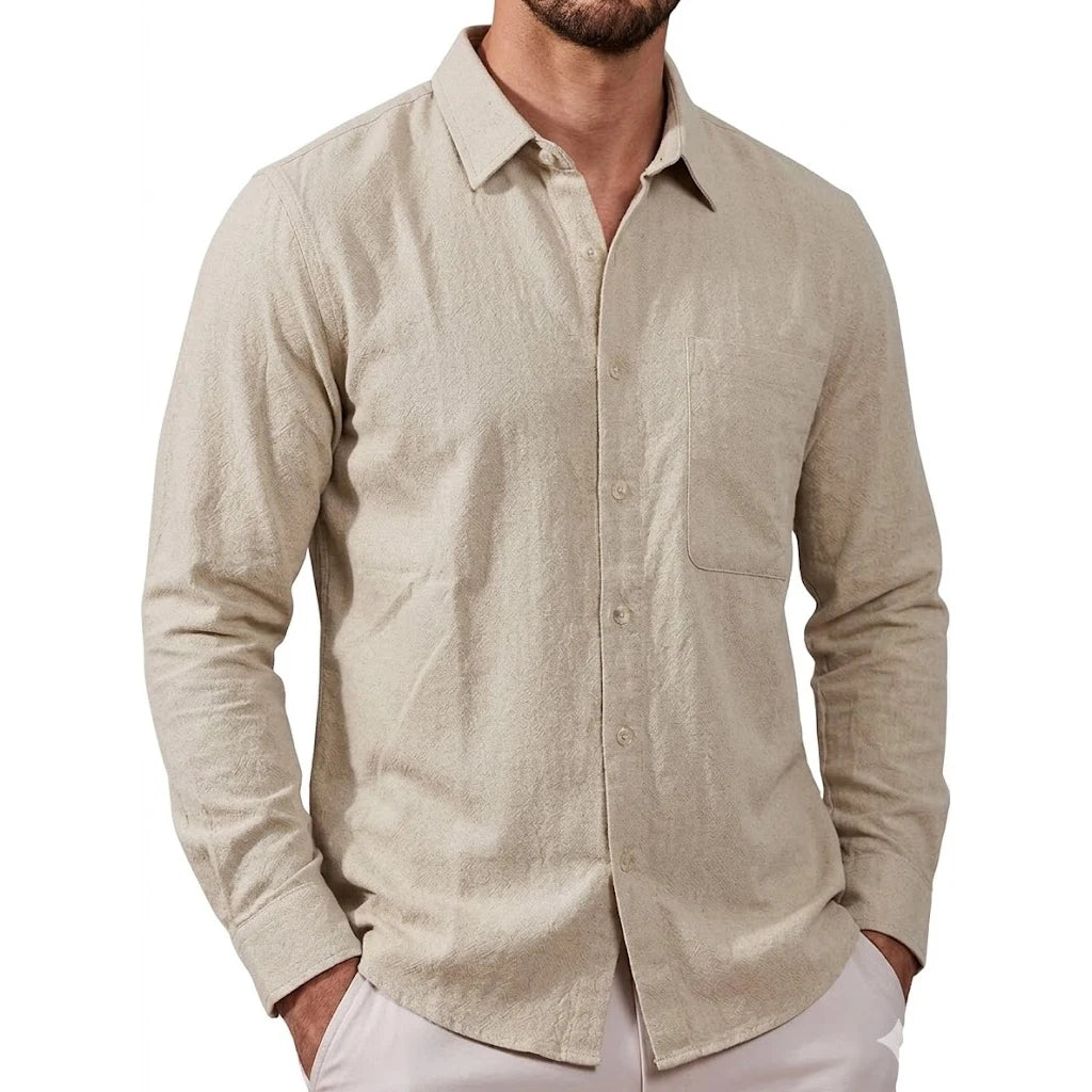 New Lightweight Linen Shirts for Men Long Sleeve Casual Shirt Cotton Tshirt Beach Henley Shirts Hawaiian T-Shirts Work Gym Man