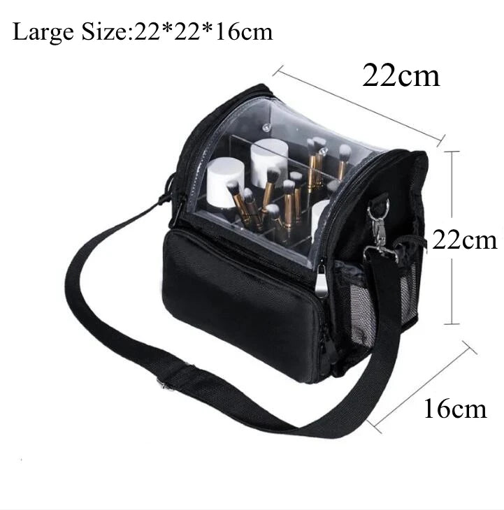 Travel Makeup Case With Acrylic Divider Organizer Storage with Makeup Brush Holder Case Stand-up Cosmetic Bag Artist Travel Bag