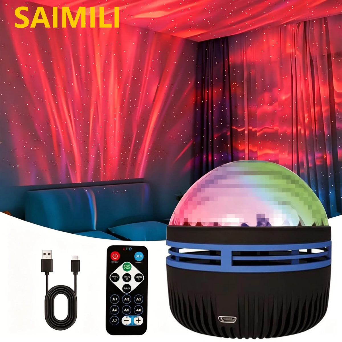 Aurora Starry Sky Projector LED Stage Light with Remote Galaxy Star Projector 7 Lighting Effects for Wedding Party Decoration