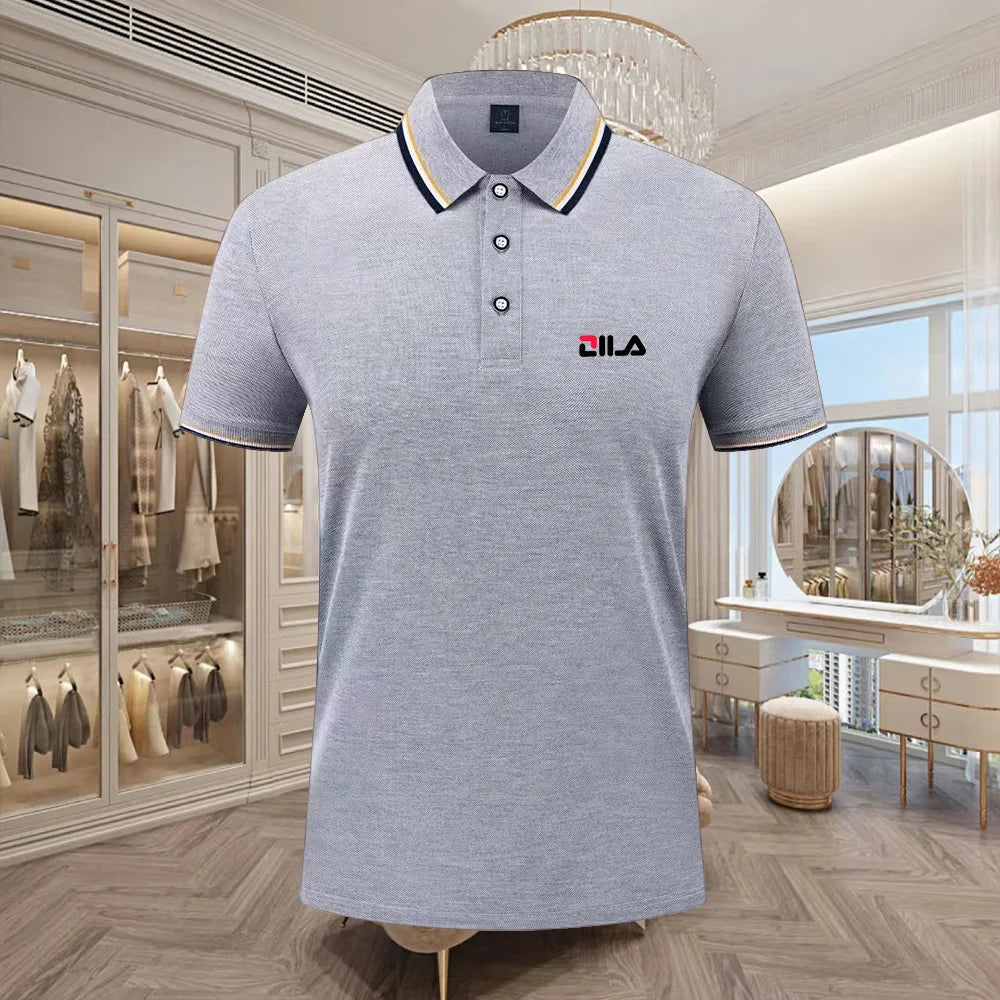 Classic Men Short Sleeve Polo Shirt 100% Mercerized Cotton Breathable Summer Golf Business Casual Athletic Tops
